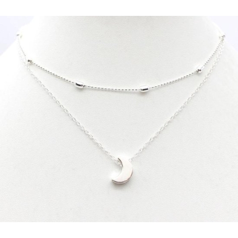 Jumalu ketting choker maan - zilverkleurig