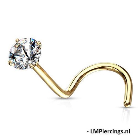 Neuspiercing gold plated prong set