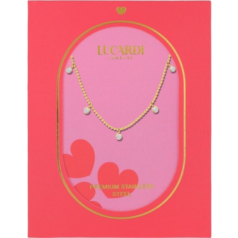 Lucardi Dames Daya Ketting - Staal - Ketting - Cadeau - 47 cm - Goudkleurig