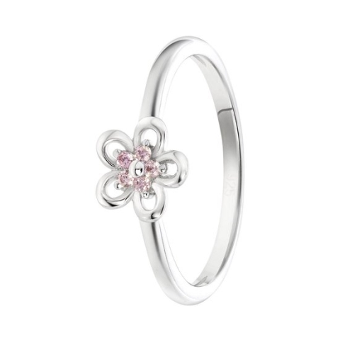 Lucardi Meisjes Kinder ring met plating - Rond - Zirkonia - Cadeau - Echt Zilver - Zilverkleurig
