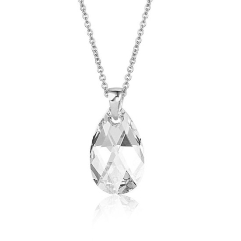 Montebello Ketting Jan DZ417 - Swarovski® Druppel - 925 Zilver Gerhod. - 16mm - 42cm