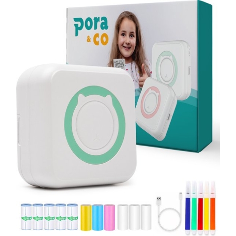 Pora&Co - Mini Printer voor Mobiel - Fotoprinter voor Smartphone - Groen