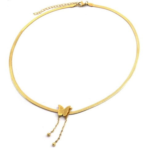 Ketting met Vlinder - RVS - Lengte 40-45 cm - Goudkleurig