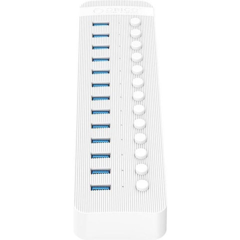ORICO USB 3.0 hub met 13 poorten - BC 1.2 - aan/uit schakelaars - 60W - wit