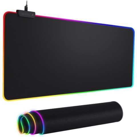 Santel - RGB Gaming Muismat XXL - LED Verlichting - Antislip Muismat - Zwart