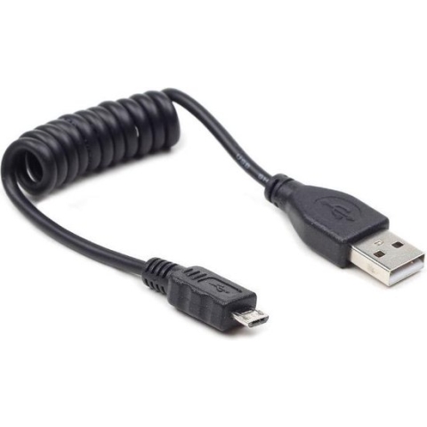 CC-MUSB2C-AMBM-0.6 Coiled Micro-USB cable 0.6m black