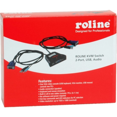 ROLINE KVM Switch 'Star' 2 PCs, VGA, USB, audio