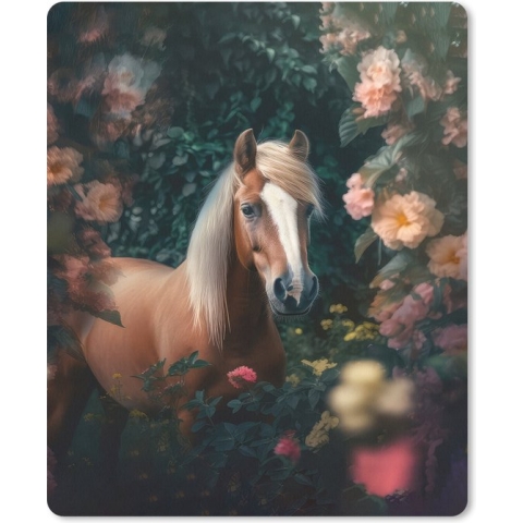 Muismat - Mousepad - Paard - Natuur - Bloemen - Bos - Dieren - 19x23 cm - Muismatten
