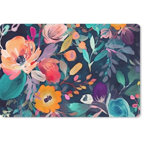 Bureau onderlegger - Muismat - Bureau mat - Kleurrijk - Bloemen - Kunst - Natuur - Hippie - 60x40 cm