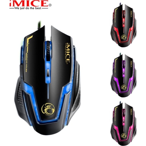 Game muis met LED verlichting - 6 knoppen - 1200/1600/2400/3200 DPI - hoge precisie - ergonomisch -