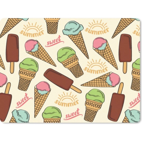 Muismat - Mousepad - Eten - Patroon - IJs - 23x19 cm - Muismatten