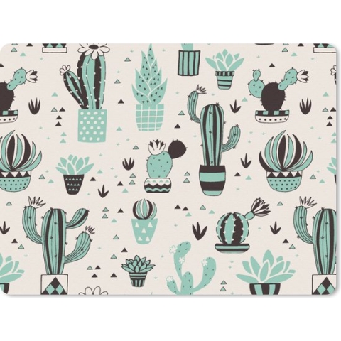 Muismat - Mousepad - Patroon - Cactus - Pot - 23x19 cm - Muismatten