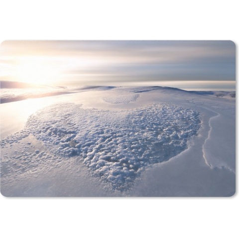 Muismat XXL - Bureau onderlegger - Bureau mat - Hartje - Sneeuw - Winter - Horizon - 90x60 cm - XXL muismat