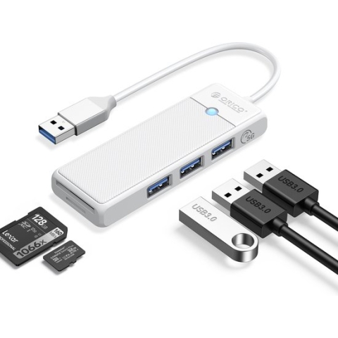 Orico - USB-C Hub - 3x USB-A - SD kaartlezer - Micro SD kaartlezer - Wit