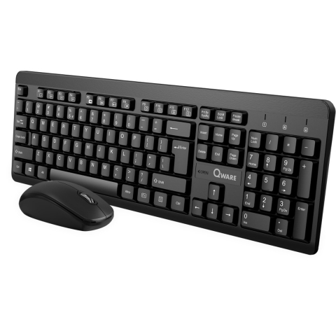Qware Office - Toetsenbord - Muis - Draadloos - 2.4GHZ - USB - Desktopset - Combo - Nottingham - Zwart - Qwerty