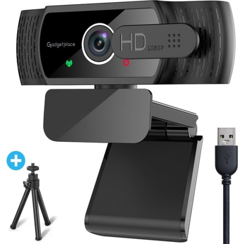 Full HD Pro Webcam met Ruisvrije Microfoon - Incl. Tripod en Webcam Cover - 1080P - Voor Laptop en PC - Windows en Mac