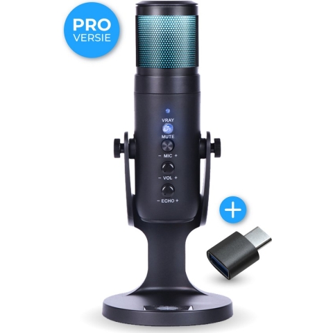 Nuvance - USB Microfoon met Standaard - voor PC en Gaming Microfoon - Streaming Microphone - RGB