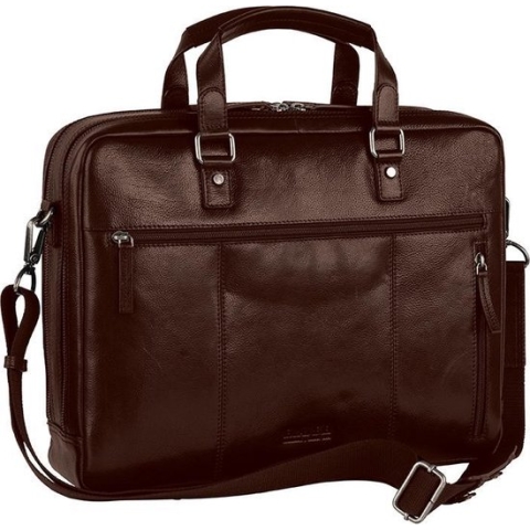 Leonhard Heyden Roma laptoptas 2-vaks 13 inch - Bruin