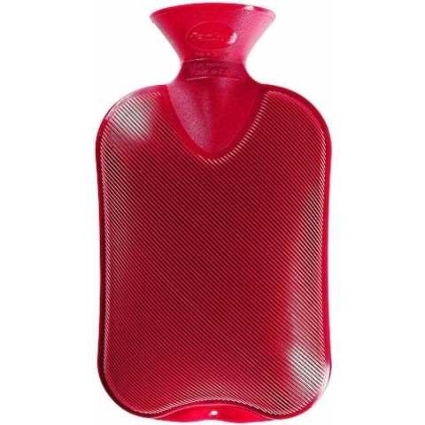 Fashy warm water kruik - dubbelzijdig geribbeld - cranberry - 2 liter
