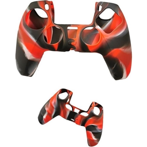Silicone Hoes / Skin voor Playstation 5 - PS5 Controller Rood Wit Zwart