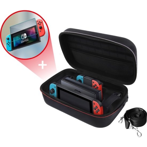 2BEFUN® Nintendo switch Case geschikt voor Nintendo Switch incl. screenprotector - Nintendo switch hoes - Nintendo switch accessoires - Zwart - Sinterklaas cadeau & Kerst cadeau voor man en vrouw