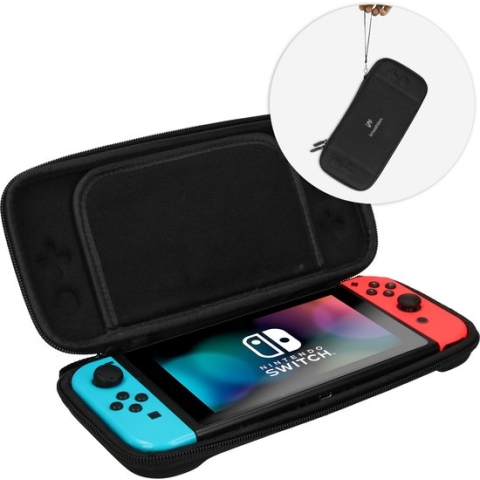 iMoshion Nintendo Switch Case - Geschikt voor Nintendo Switch en Switch OLED - Nintendo Switch Accessoires - Compacte Hard Cover hoes - Inclusief Meeneemlus - Zwart