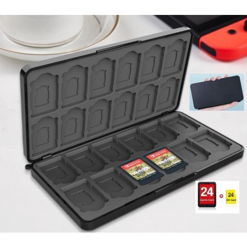 24 Slots Game card case geschikt voor Nintendo Switch - Silicone Slots - Zwart
