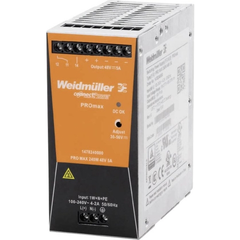 Weidmüller PRO MAX 240W 48V 5A DIN-rail netvoeding 48 V/DC 5 A 240 W Inhoud: 1 stuk(s)