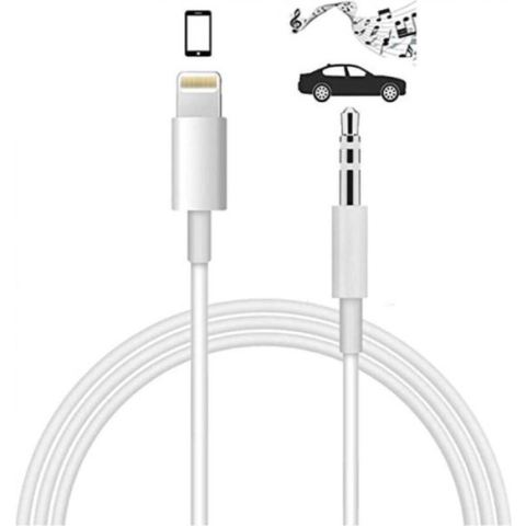 Audio AUX kabel naar lightning USB - 3.5mm hoofdtelefoon muziek aansluiting - audio jack - Autokabel - Wit