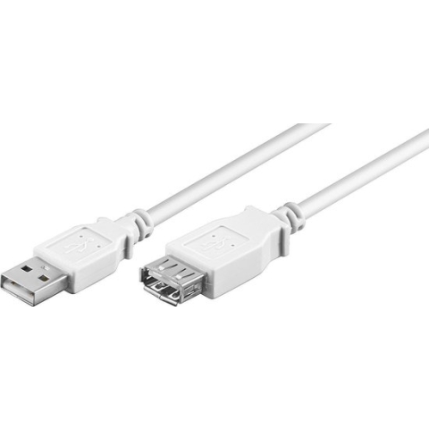 USB naar USB verlengkabel - USB2.0 - tot 2A / wit - 3 meter