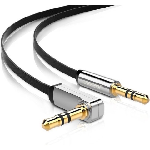 1 Meter – Zwart - Mannetje naar Mannetje - Premium 3.5mm haaks audiokabel Ultra Plat