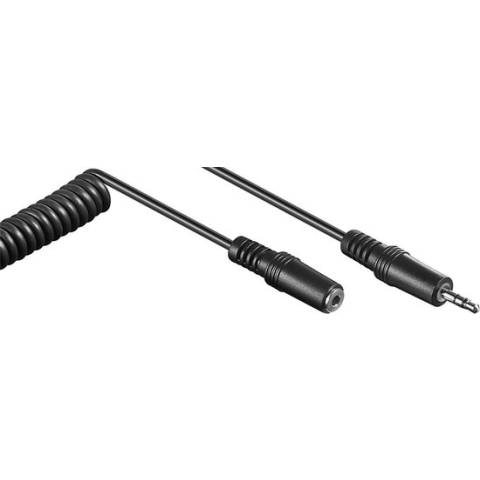 3,5mm Jack stereo audio verleng spiraalkabel / zwart - 3 meter