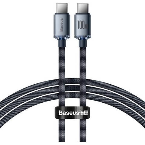 Baseus Crystal Shine USB C naar USB C kabel zwart 1.2 meter - 100W - Ook geschikt voor laptops