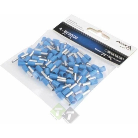 Adereindhuls set - 100 delig - Kabelschoen pen - Blauw - 2.5mm² - ASTA