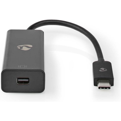 Nedis USB-C Adapter - USB 3.2 Gen 1 - USB-C Male - Mini DisplayPort Female - 8K@60Hz - 0.20 m - Rond - Vernikkeld - PVC - Zwart - Polybag