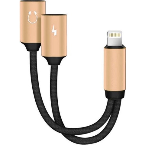 Jumalu iPhone splitter - lightning splitter - audio en opladen - goud