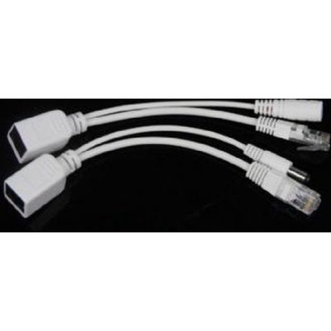 Passieve Power over Ethernet (PoE) adapter kit - RJ45 + DC 5,5 x 2,1 mm / wit - 0,15 meter