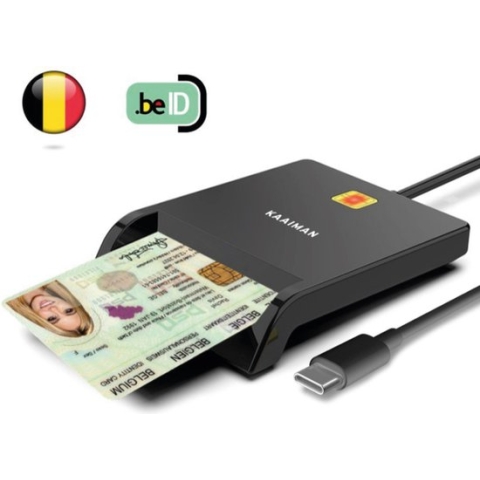 Kaaiman® ID Kaartlezer USB-C – eID Kaartlezer België – eID Kaartlezer – USB C - EID Kaartlezer identiteitskaart – Identiteitskaartlezer – ID Reader – Windows/Mac/Linux - Plug&Play - Universeel