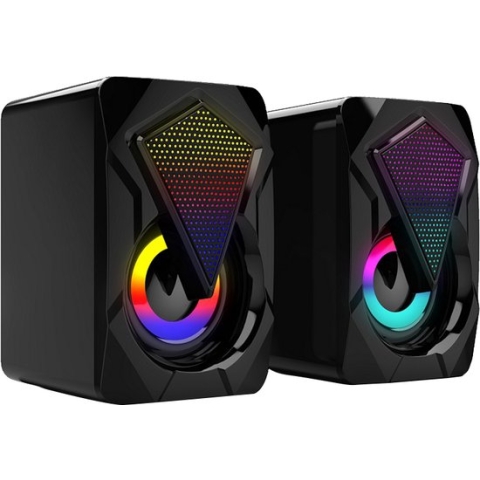 RAIDER 2.0 RGB PC Gaming Speaker Set, USB/3,5 mm AUX, LED-verlichting, Zwart