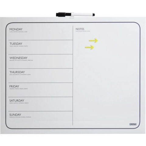 Desq - Planbord  - 40x50cm - Magnetisch - Wit - Weekplanner - Droog uitwasbaar