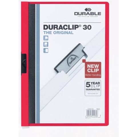 Klemmap durable 2200 a4 pl/tr 3mm rood | 25 stuks