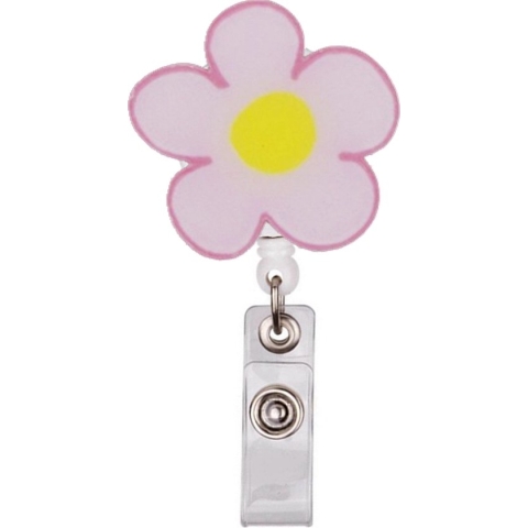 Fako Bijoux® - Badgehouder - Sleutel Houder - Rolspeld - Bloem - Roze