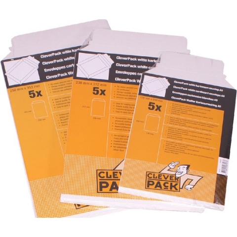 Envelop CleverPack B4 - 250x353Mm karton wit - 5 stuks
