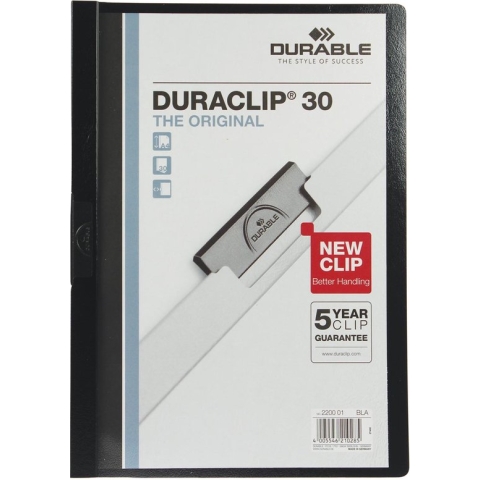 Klemmap durable 2200 a4 pl/tr 3mm zwart | 25 stuks