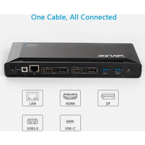 Wavlink USB-C dubbel 4K-dockingstation met stroomtoevoer - Plug and Display