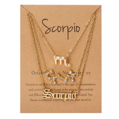 EmmyRovi | Trio sterrenbeeld Ketting op Kaart | Zodiac Sieraden | Scorpio - Schorpioen | Horoscoop | Kerst / Sinterklaas Cadeau