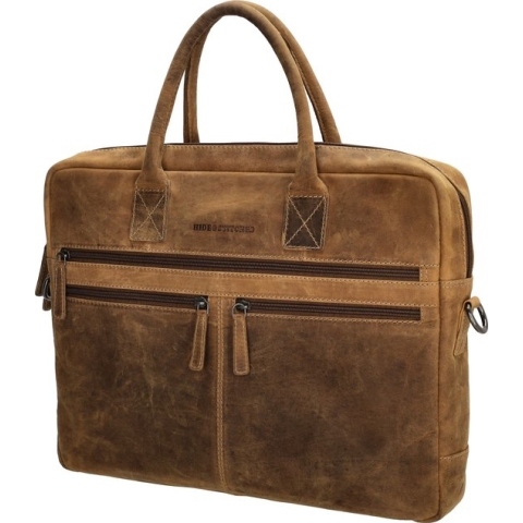 Hide & Stitches Laptoptas / Werktas / Aktetas - 15.6 inch - Leer - Idaho - Bruin