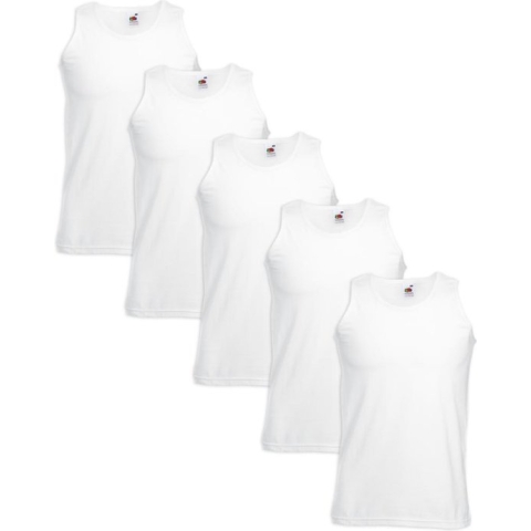 Fruit of the Loom 5x Value Weight Tanktop Katoen Wit M