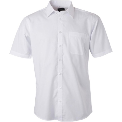 James and Nicholson Herenshort Poplin Shirt met korte mouwen (Wit)