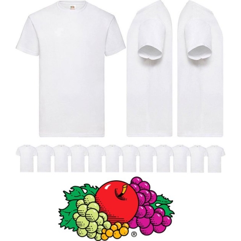 12 pack witte shirts Fruit of the Loom ronde hals maat 2XL Original